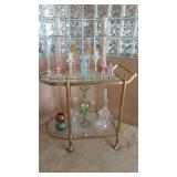 Beautiful Quality Gold Serving Cart, Two Tiers, on Casters. Contents Not Included