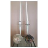  Striking White Glass Candle Holders, Colorful Swirls Vase & Candle Jar