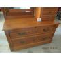 Oak gentlemans dresser with hat box & beveled mirror