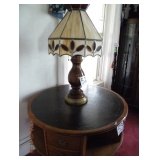 leaded glass lamp, round revolving stand