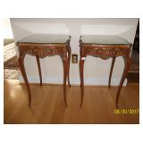 2 carved side tables