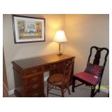 desk, lamp & chairs