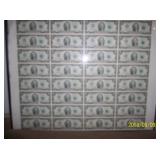 sheet of $2 bills 