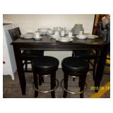 Black table w/ 2 chairs & 2 stools
