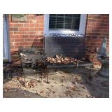 wrought iron bench and table