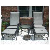 Outdoor chairs w/ foot rests and table