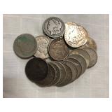 Morgan and Peace silver dollars