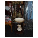 Vintage wash stand with bowl and pitcher