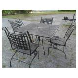 square wrought iron table and 4 chairs