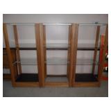 3 Glass shelving units great for display