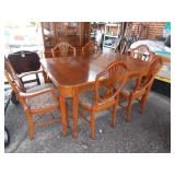 Dining table 6 chairs and hutch $200