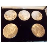 5 Coin Morgan Silver Dollar set