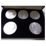 5 Coin Morgan Silver Dollars