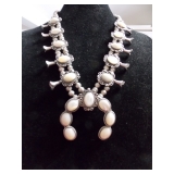 Mother of Pearl Squash Blossom Necklace