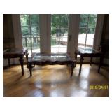 4 pc table set w/ glass tops