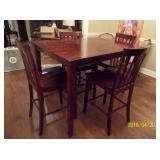 Wood high top table w/4 chairs