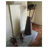 bronze roosters/fireplace