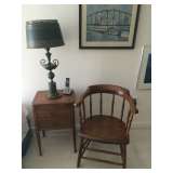 Tole Lamp and Captains chair