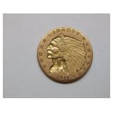 1911 Indian Head $2.50 Gold Coin