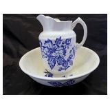 Transferware basin and pitcher