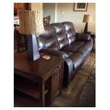 Electronic leather recliner sofa