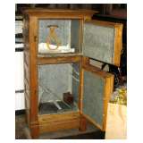 A view inside antique ice box