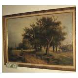 Oil on canvas art, dollar bill for size comparison