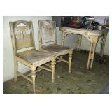 Painted Wood Table Has 4 Chairs