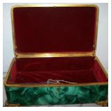FRENCH MALACHITE & GILT BRONZE JEWEL CASKET WITH KEY