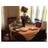 Drexel drop leaf table with 3 leafs and 6 chairs-- large!!