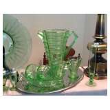 Green Block Optic Depression Glass