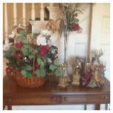 Oak library table and home decor