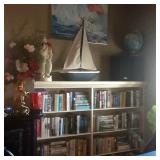 Sailboat, globe, books