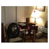 Antique Rocker, Desk, Lamp