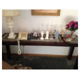 Sofa Table, Marble Lamp and Collectibles