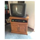 Oak TV Stand with DVD Player and TV