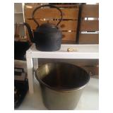 Large Cast Iron Kettle and Copper Pot