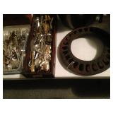 Flatware and Antique Iron Chicken Feeder