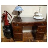 Vintage Desk, Water Pump, Milk Can, Fenton Tier Tray, Lamp