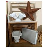 Milk Glass, Tin Star and Manicure Deluxe Set
