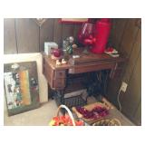 Antique Singer Sewing Machine with Cabinet