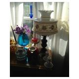 Vintage Lamp and Glassware