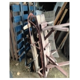 Pallet, vintage sled, & bench