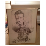 John Wayne Drawing, Signed
