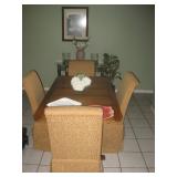 upholstered dining room chairs and trestle table sold separately