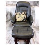 Black leather recliner with ottoman