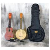 Ukulele and mini banjo set