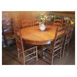 WONDERFUL DINING TABLE WITH 8 CHAIRS AND EXTRA LEAF NOT SHOWN  