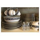 Set of Mikasa China "Markham" Pattern, Crystal Mikasa Salt & Pepper Set  