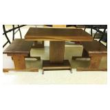 BEAUTIFUL HANDMADE CHILDRENS TABLE WITH BENCHES.